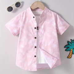 Coconut Tree Tropical Leaf Print Boys Shirt