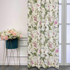 Beige Floral Blackout Curtains for Living Room