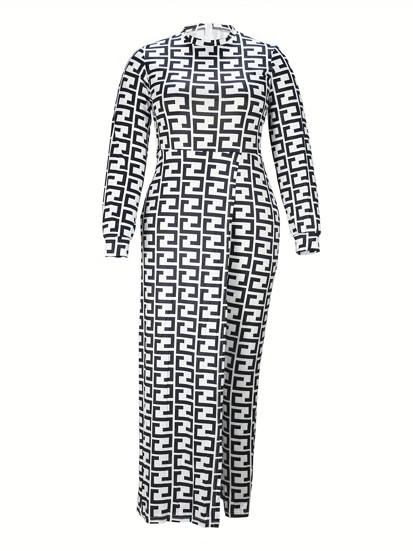 Geometric Print Long Sleeve Jumpsuit