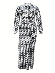 Geometric Print Long Sleeve Jumpsuit