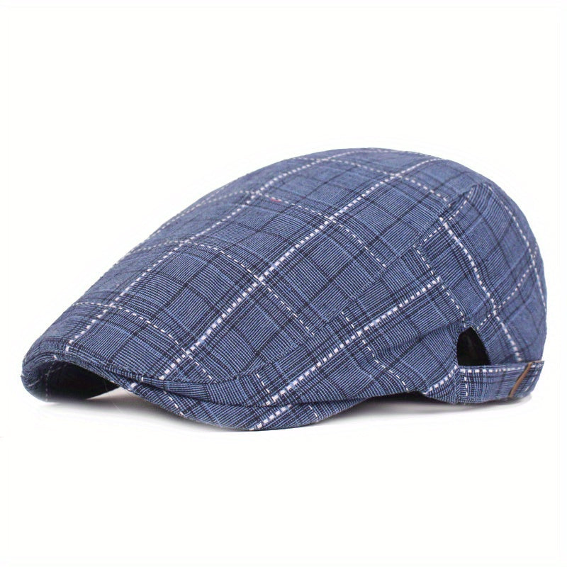 Classic Plaid Pattern Beret Unisex British Style Painter Cap