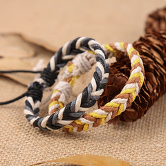 Boys Vintage Braided Bracelet Adjustable Wristband Couple Holiday Jewelry Gift