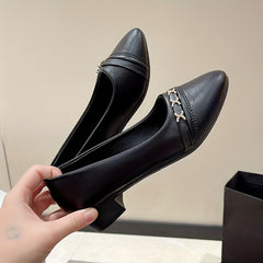 Women's Soft Sole Almond Toe Slip On Low Heel Comfy Shoes