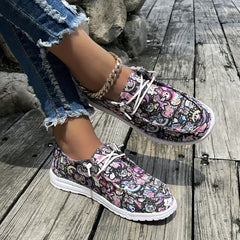 Halloween Colorful Skull Ghost Graffiti Print Shoes