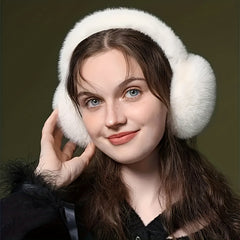 Winter Ear Warmers Foldable Ear Muffs for Outdoor Activities - Beige Pink