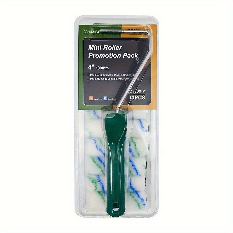 10pcs Mini Paint Rollers with Frame Woven Acrylic Fabric Set