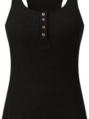 Solid Tank Top Scoop Neck Sleeveless Summer Top