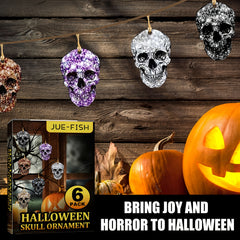 6pcs Hanging Skull Heads Halloween Decor Props