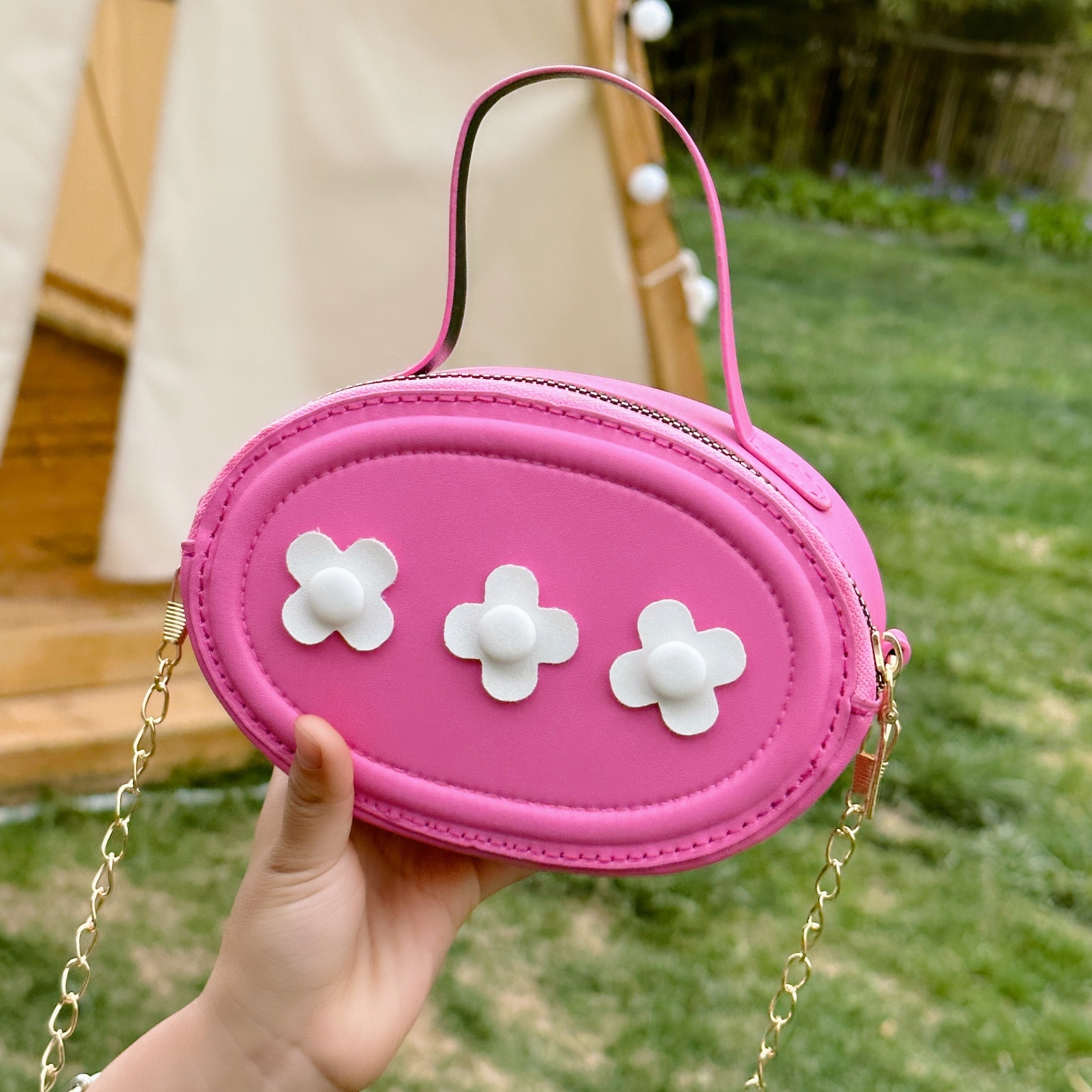 Girls' Flower Crossbody Bag Oval Shape