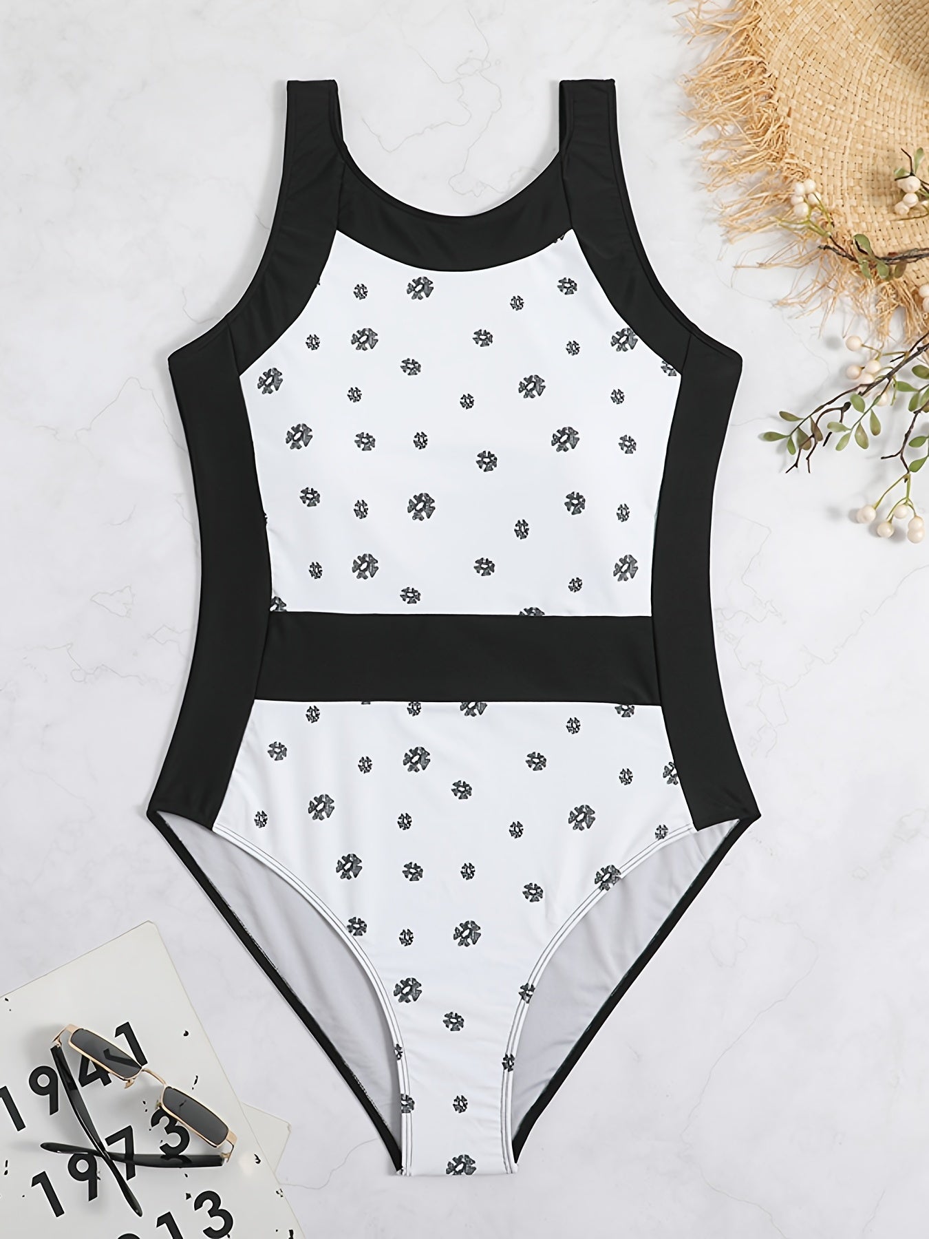 Floral Print High Leg Cut One Piece Swimsuit