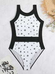 Floral Print High Leg Cut One Piece Swimsuit