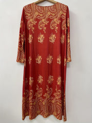 Boho Dress Paisley Print Long Sleeve Maxi Dress