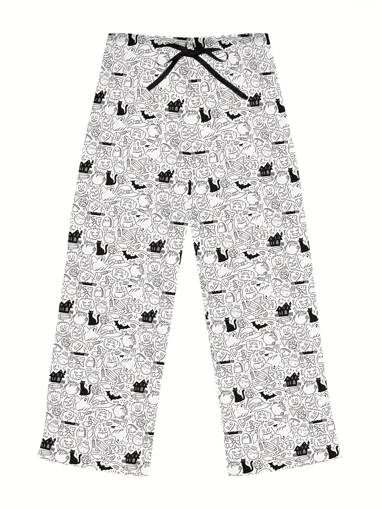 Halloween Graphic Print Sleep Bottoms Soft & Comfy Elastic Waist Women's Pants