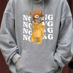 Teddy Bear Print Hoodie For Men