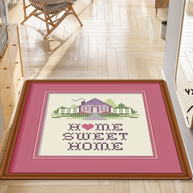 Love Heart Motif Rug English Letter Doormat Washable Living Room Carpet