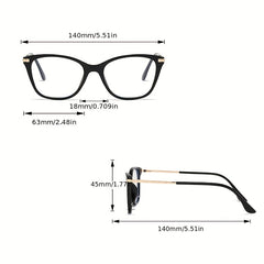 Men's Cat Eye Metal Frame Glasses Clear Lens TR90 Frame