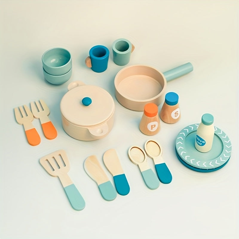 Kids Play Kitchen Set Wooden Educational Toy for Boys and Girls