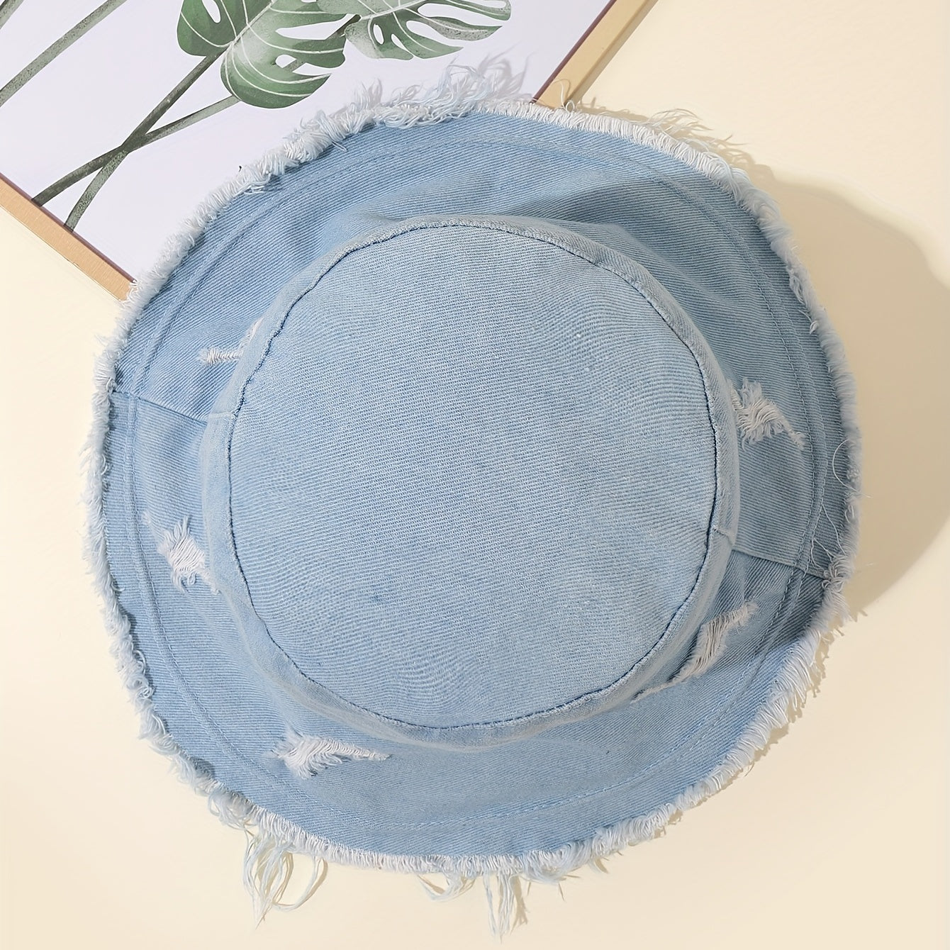 Distressed Ripped Bucket Hat with Frayed Brim for Sunscreen Protection