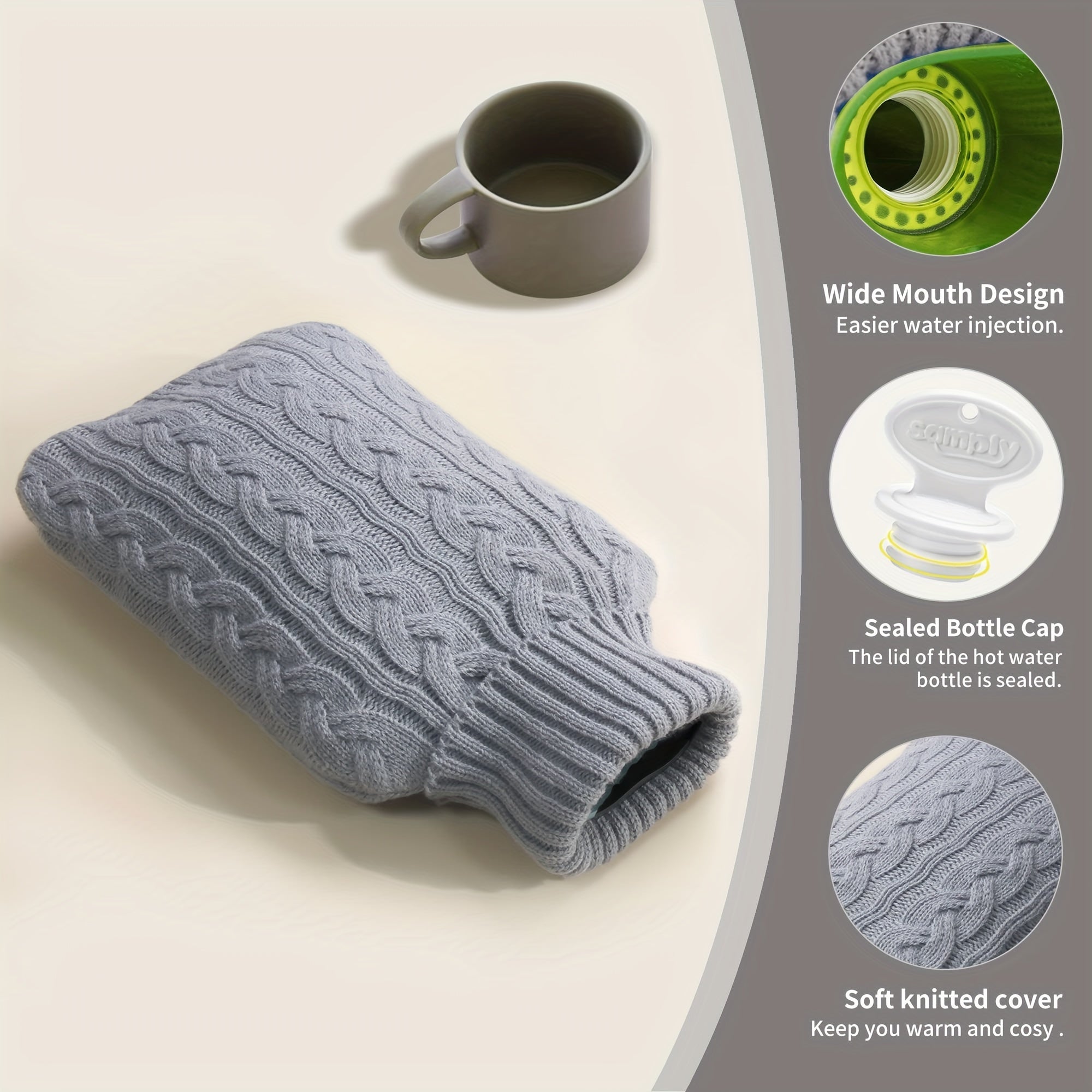 Knitted Cover For 2000ml Hot Water Bottle Hand Warming Water Bag Cover