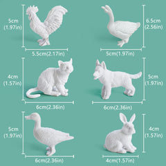 Kids' Painting Set - 9pcs/6 Animals/6 Colors/1 Brush/1 Palette