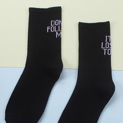 Women's Letter Print Casual Mid Tube Socks