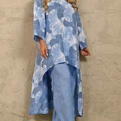 Floral Print Tunic Top & Wide Leg Pants Set