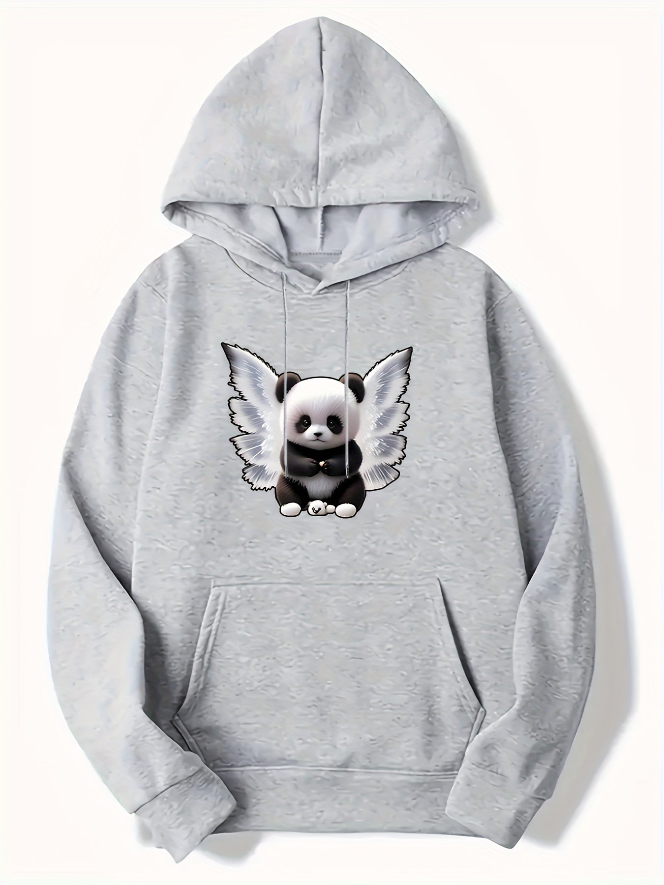Panda & Wings Print Hoodie For Men Casual Hooded Long Sleeve Top Gift