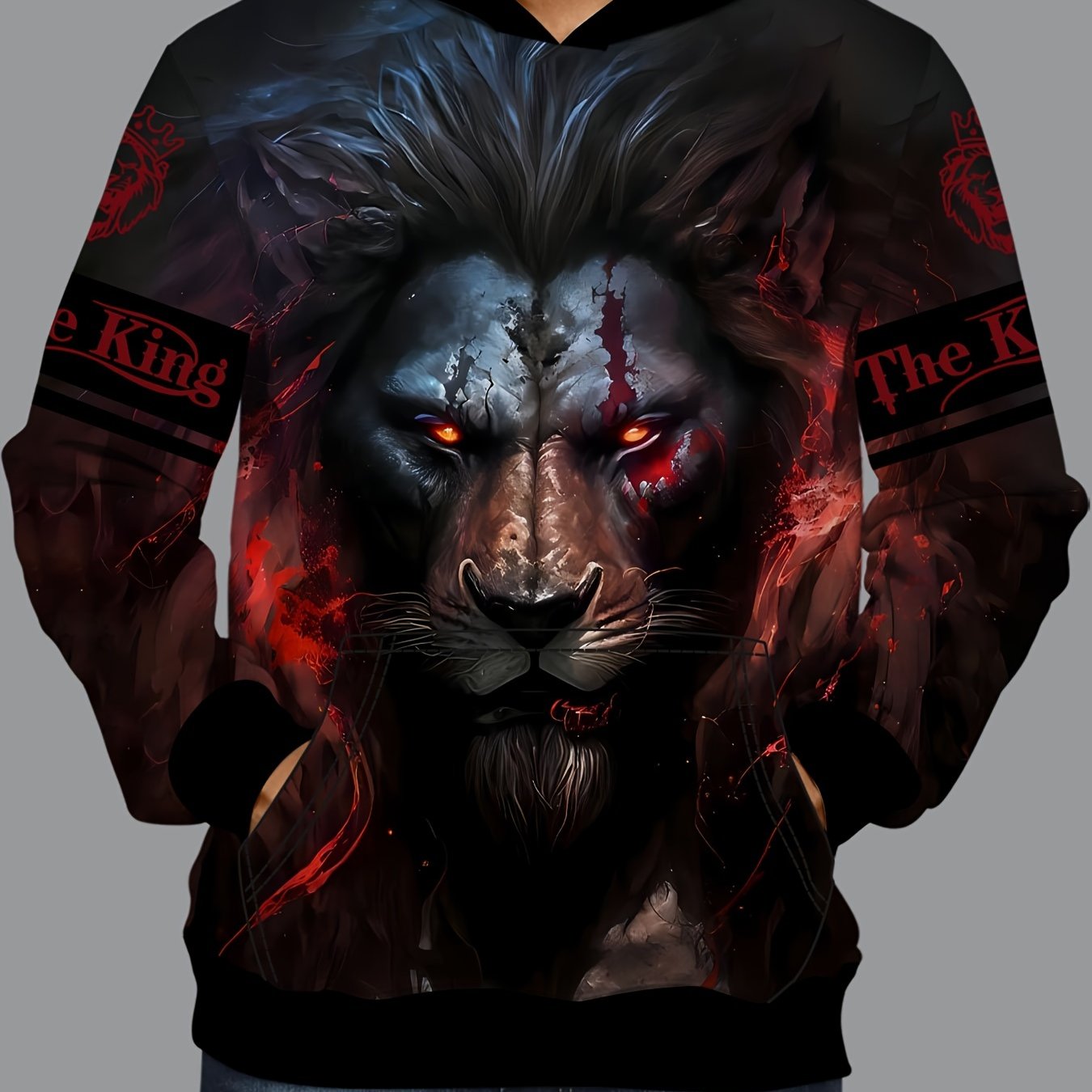 Lion 3D Print Hoodies For Men Graphic Hoodie With Kangaroo Pocket