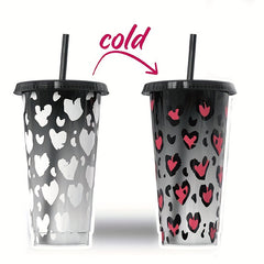 2pcs 710ml Leopard Print Cups with Lids & Keychains, Reusable Coffee Cup