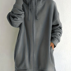 Casual Sports Hooded Zipper Sweatshirs Long Sleeve Drawstring Hoodie