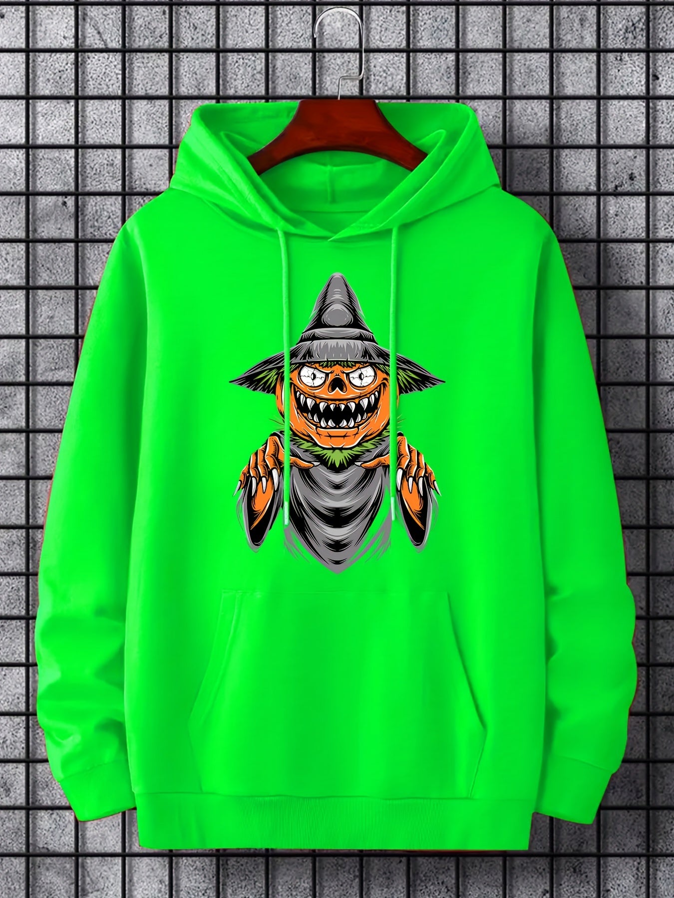 Men's Cartoon Pumpkin Graphic Hoodie Active Halloween Style