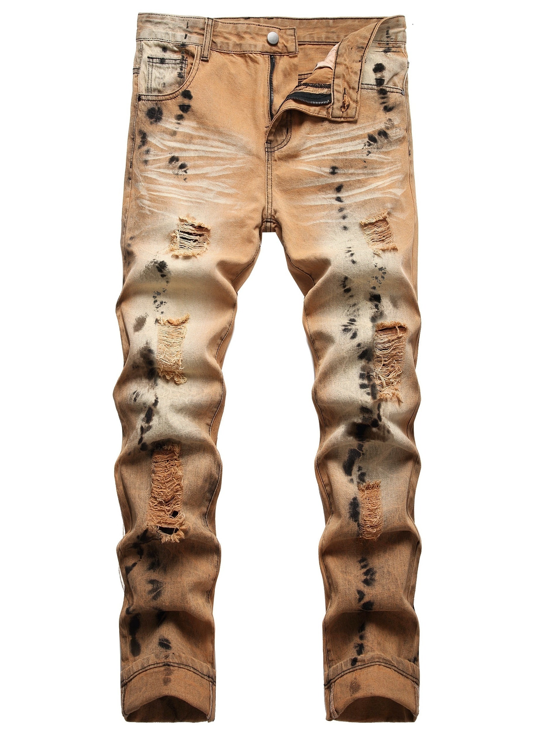 Men's Ripped Jeans Distressed Denim Pants Street Style Spring Summer