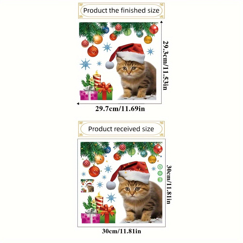 1pc Christmas Cat Toilet Decoration Sticker Self-adhesive Wall Decoration