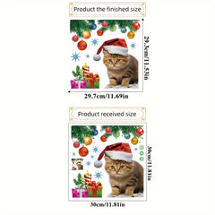 1pc Christmas Cat Toilet Decoration Sticker Self-adhesive Wall Decoration