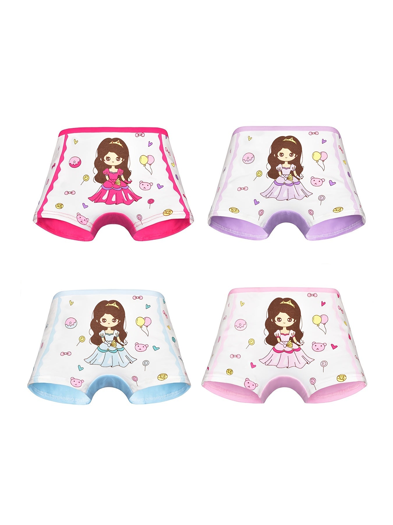 Girl's Princess Cartoon Graphic Shorts Knick Boxer Briefs Set