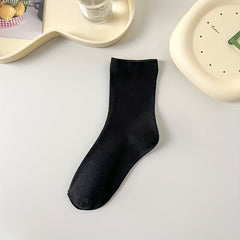 3 Pairs Solid Socks Comfy & Breathable All match Socks Women's Stockings
