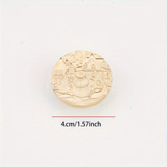 Christmas Snowman 3D Embossed Fire Paint Brass Stamp 40mm Round