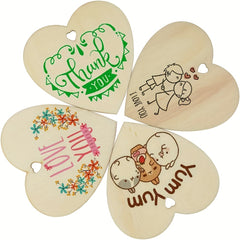 5pcs Natural Heart Shaped Wooden Decorations for Wedding Thanksgiving Christmas