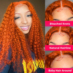 13x4 Lace Frontal Wig Transparent Kinky Curly Wig Natural Hairline Human Hair