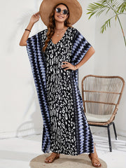 Boho Leopard & Tie Dye Maxi Split Cover Up Dress