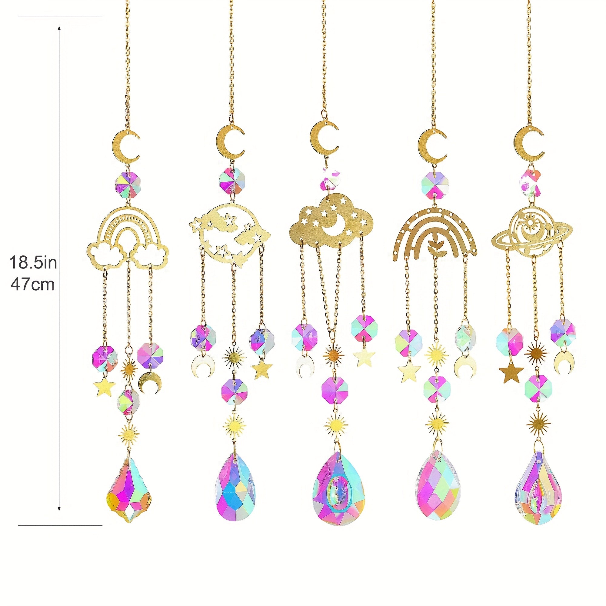 Crystal Sun Catcher Moon Star Garden Party Decor