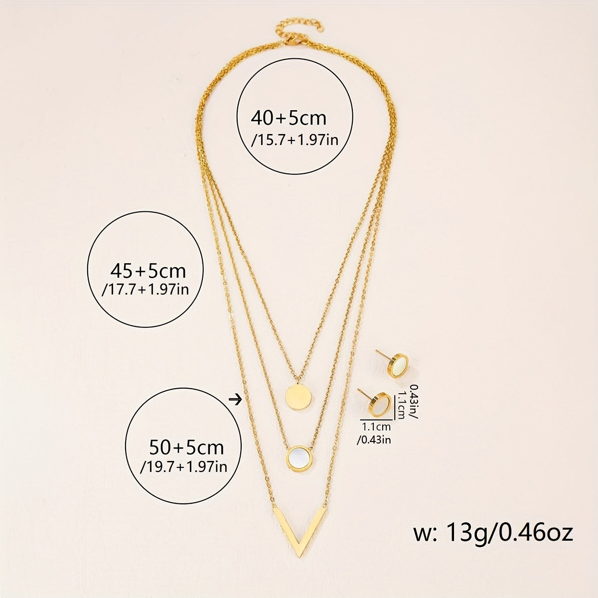 Golden Layered Choker Necklace with Letter and Round Decor
