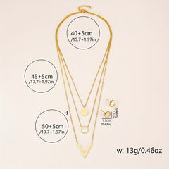 Golden Layered Choker Necklace with Letter and Round Decor