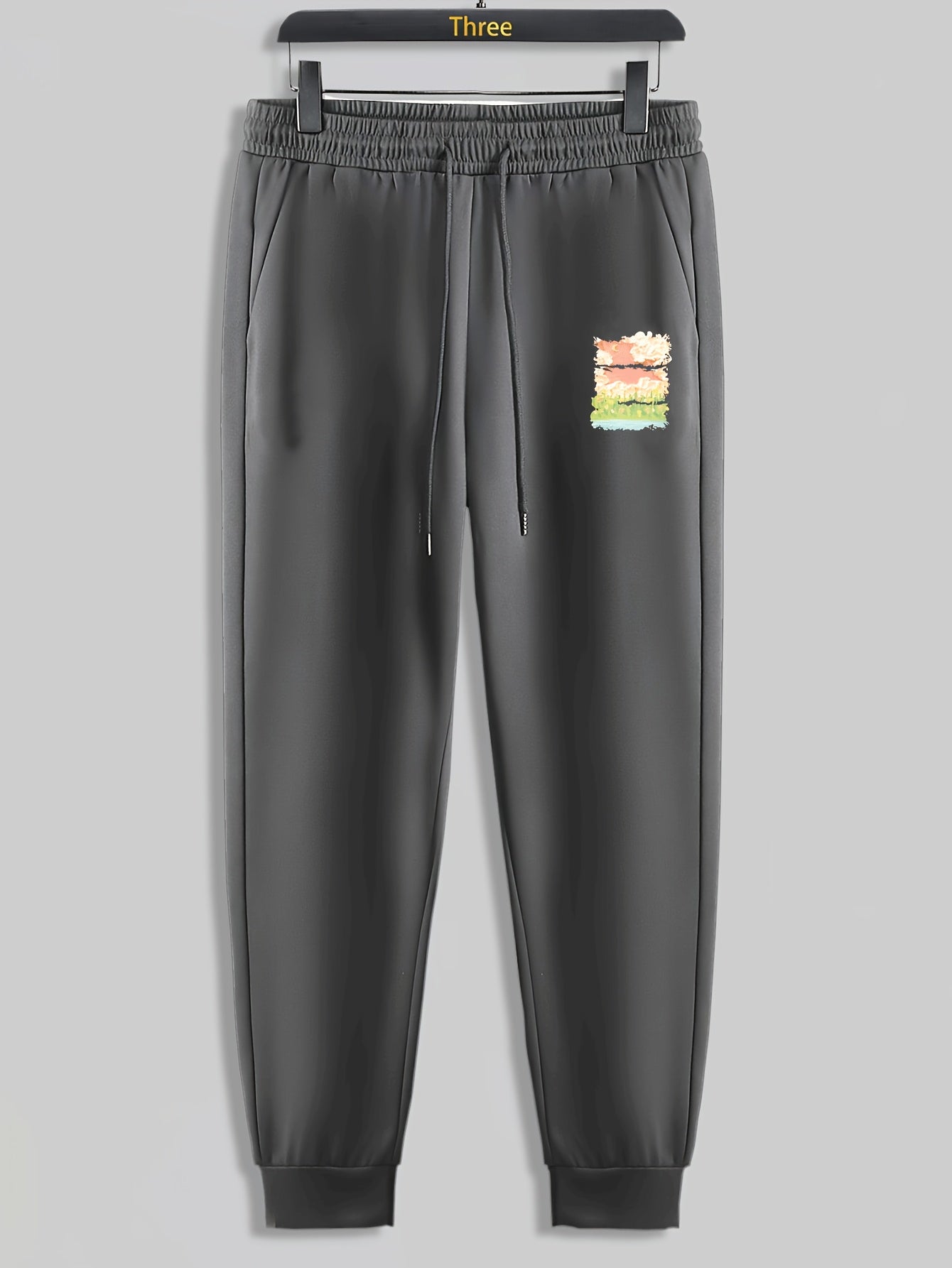 Landscape Painting Print Men's Pants Drawstring Sweatpants Casual Trousers