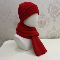Men's Knitted Hat Scarf Set Warm Wool Hat Scarf