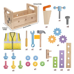 29pcs Magic Kids Tool Set Wooden Play Toolbox DIY Toy Multifunctional