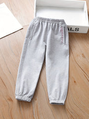 Girls' Embroidered Pockets Soft Sports Jogger Pants For Toddler Kids