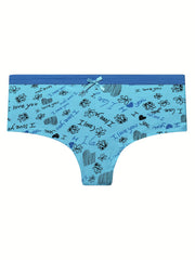 6pcs Heart Print Panties Comfy & Breathable Intimates Women's Lingerie