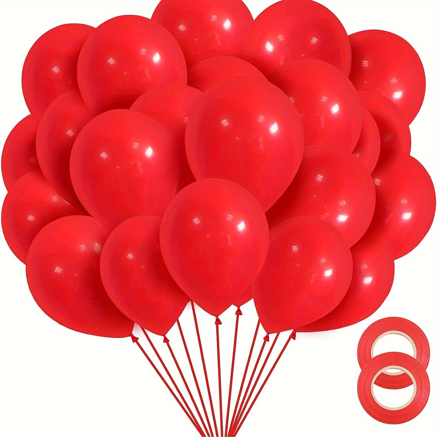 Red Latex Balloons 100pcs 30 48 cm for Party Decorations with Ribbon