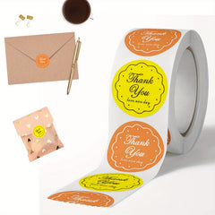 500pcs Thank You Stickers Floral Print Label Stickers Roll